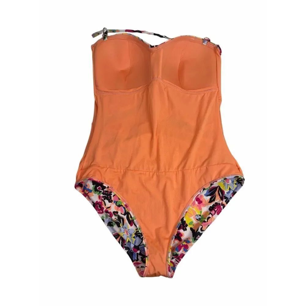 Anne Cole size 14 Twist Front Shirred One-Piece Swimsuit Floral - Picture 3 of 7